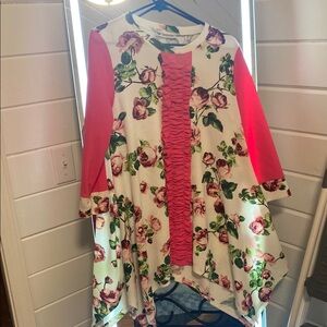 Floral Tunic with Pink Sleeves